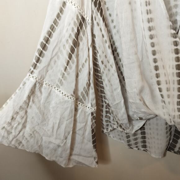 Promesa Flared Sleeve Wrap Blouse Tie Dye Green Hi Low - Picture 4 of 8